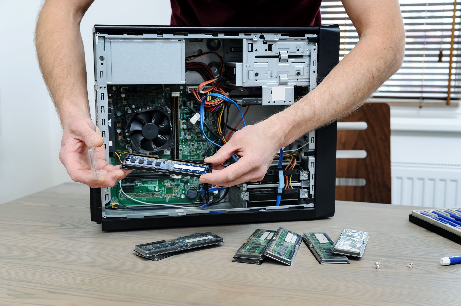 A man with a computer.